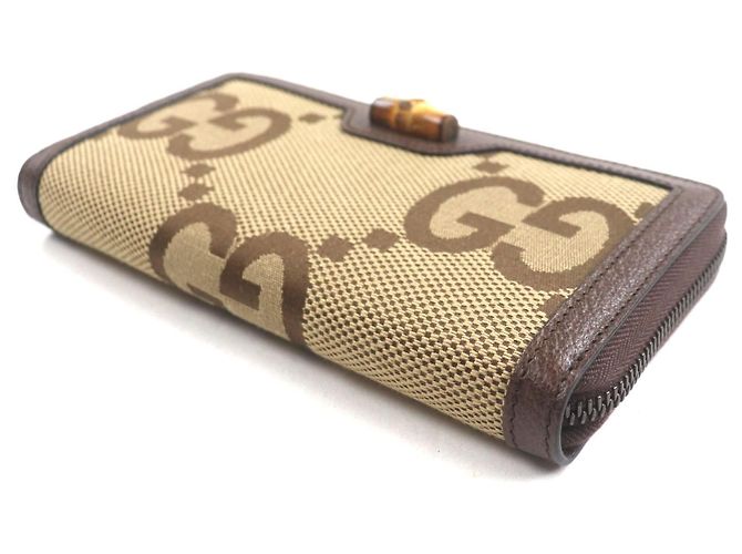 Gucci Bamboo Jumbo GG Canvas Geldbörse Braun Beige - Ansicht 4