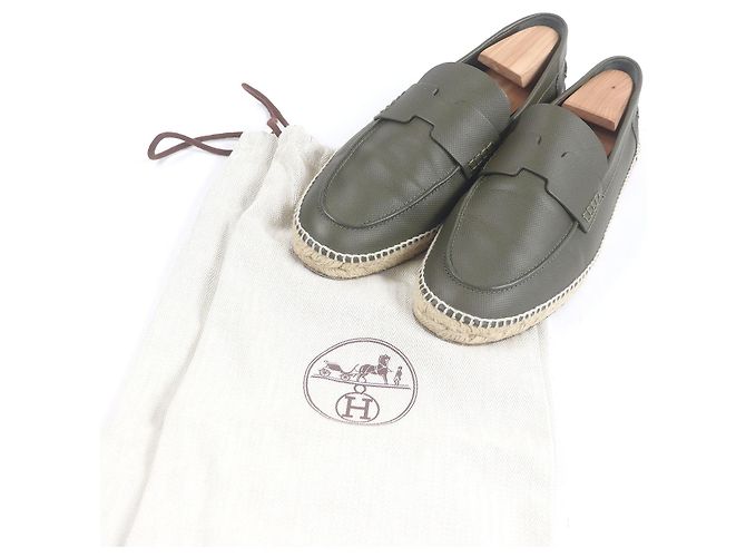 Espadrillas in pelle Trip H di Hermès Verde Cachi - vista 2