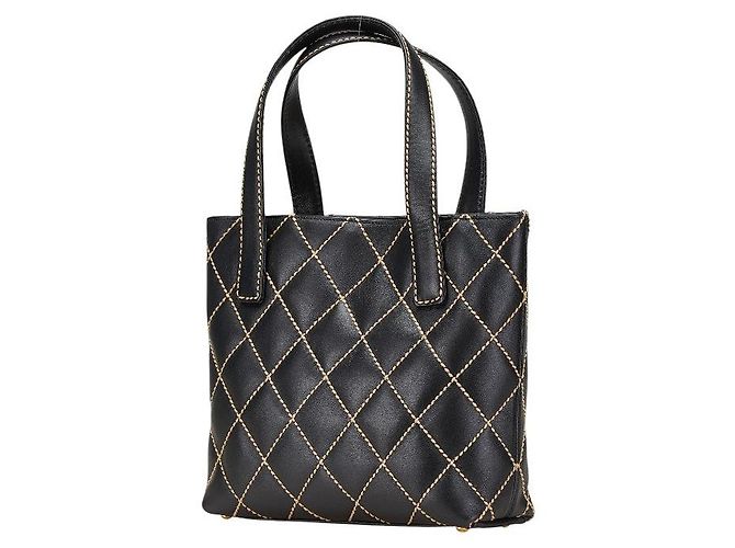Timeless Borsa a spalla in agnello con cuciture selvagge Chanel Coco Mark Nero - vista 2
