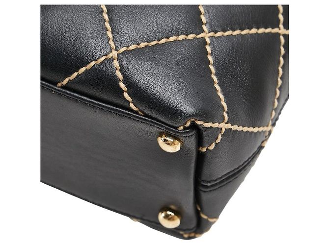 Timeless Borsa a spalla in agnello con cuciture selvagge Chanel Coco Mark Nero - vista 5