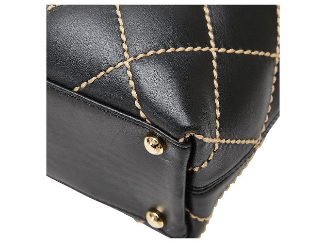 Timeless Borsa a spalla in agnello con cuciture selvagge Chanel Coco Mark Nero - vista 6