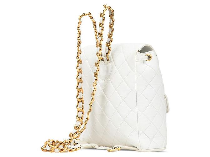 Timeless Chanel Coco Mark Rucksack aus matelassiertem Lammleder Weiß - Ansicht 2