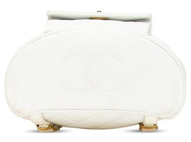 Timeless Chanel Coco Mark Rucksack aus matelassiertem Lammleder Weiß - Ansicht 3