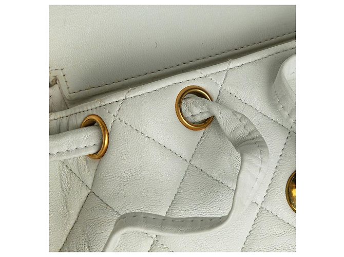 Timeless Chanel Coco Mark Rucksack aus matelassiertem Lammleder Weiß - Ansicht 6