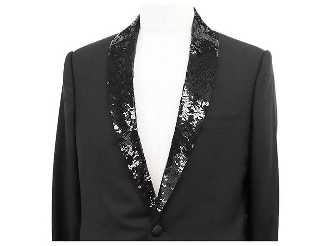 Céline Celine Woll-Tuxedo-Jacke Schwarz - Ansicht 2