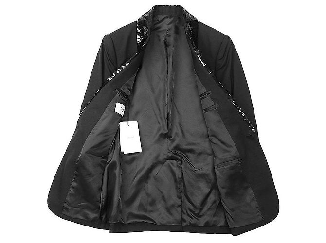 Céline Celine Woll-Tuxedo-Jacke Schwarz - Ansicht 8