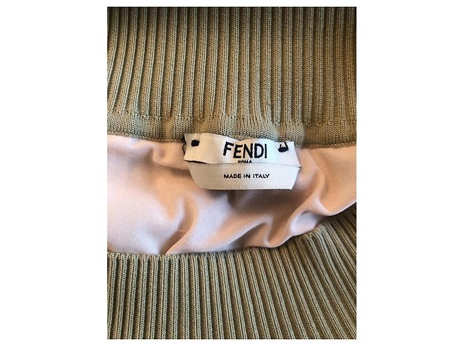 Falda Fendi verde de algodón - patrón de logo FF - vista 7