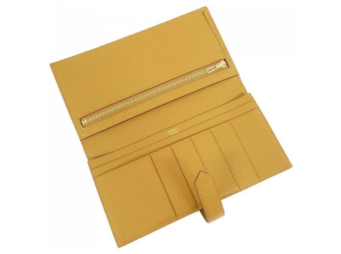 Béarn Hermès Cartera larga Bearn Souffle Epsom Hermes Castaño - vista 5