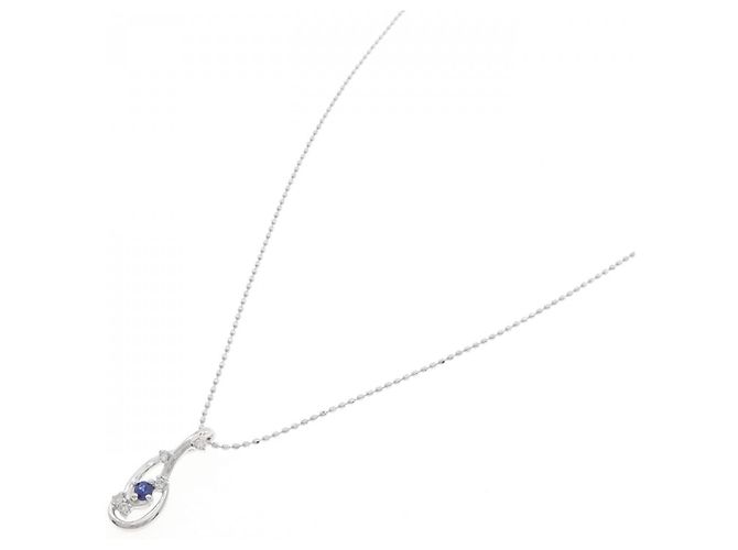 Autre Marque Collana in oro bianco Au750 con zaffiro e diamante Argento - vista 2