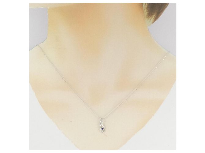 Autre Marque Collana in oro bianco Au750 con zaffiro e diamante Argento - vista 6