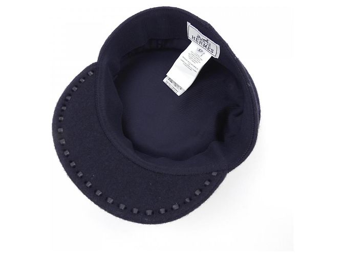 Casquette en laine Hermès H202020N 57 Bleu Bleu Marine - vue 5