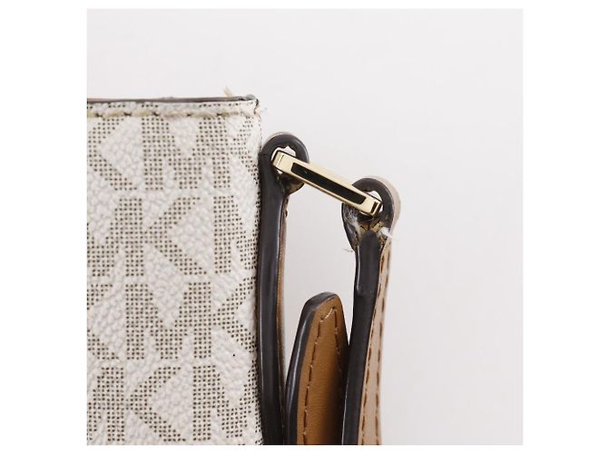 Borsa a Spalla Connie in PVC Michael Kors Marrone Bianco - vista 10