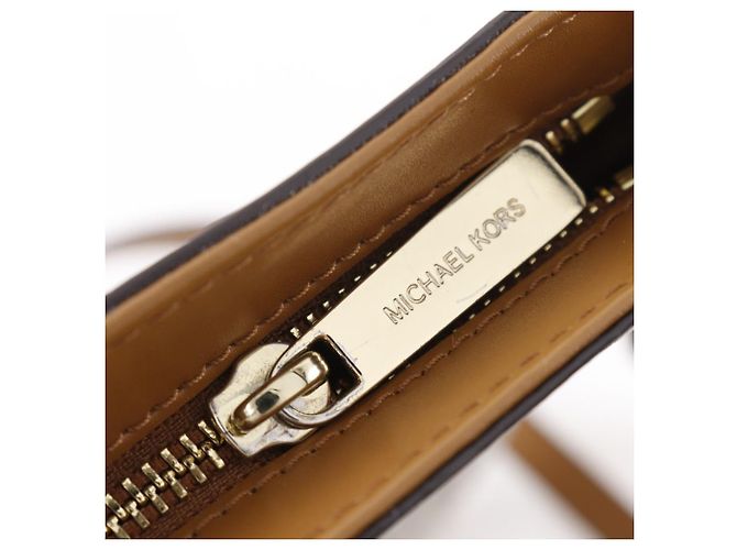 Borsa a Spalla Connie in PVC Michael Kors Marrone Bianco - vista 13
