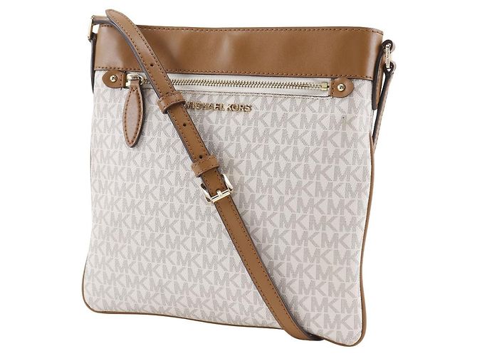 Borsa a Spalla Connie in PVC Michael Kors Marrone Bianco - vista 2