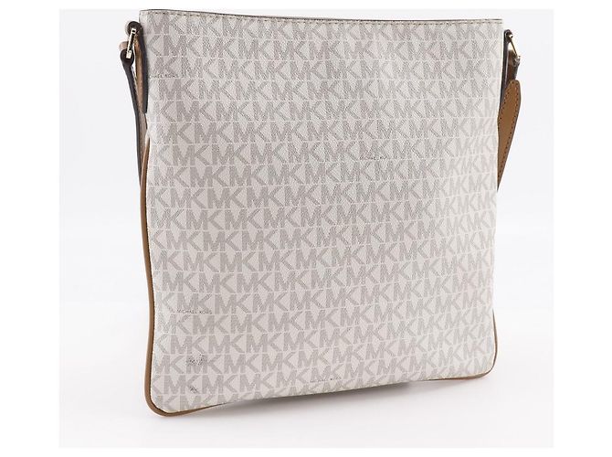 Borsa a Spalla Connie in PVC Michael Kors Marrone Bianco - vista 3