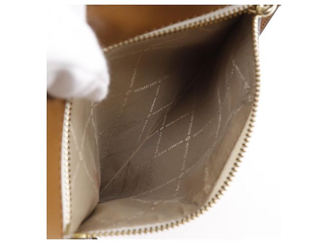 Borsa a Spalla Connie in PVC Michael Kors Marrone Bianco - vista 6