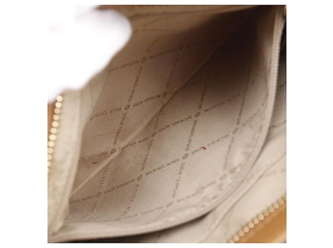 Borsa a Spalla Connie in PVC Michael Kors Marrone Bianco - vista 7