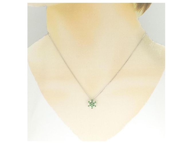 Autre Marque Collana in oro bianco Au750 con granato demantoide e diamanti Argento - vista 6