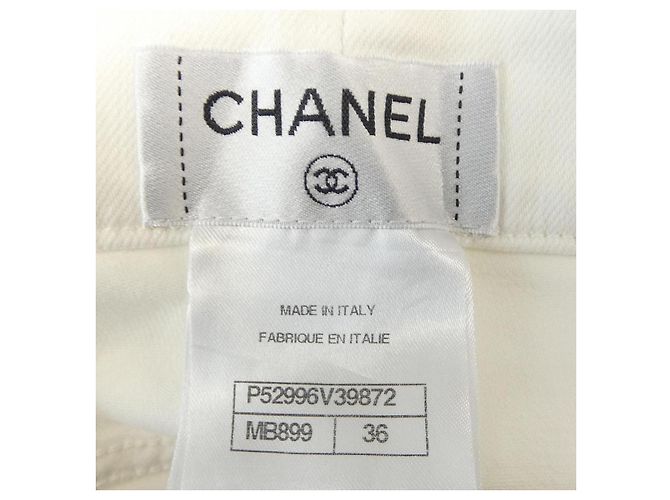 Timeless Jeans Chanel Bianchi e Verdi in Denim Bianco Verde - vista 4