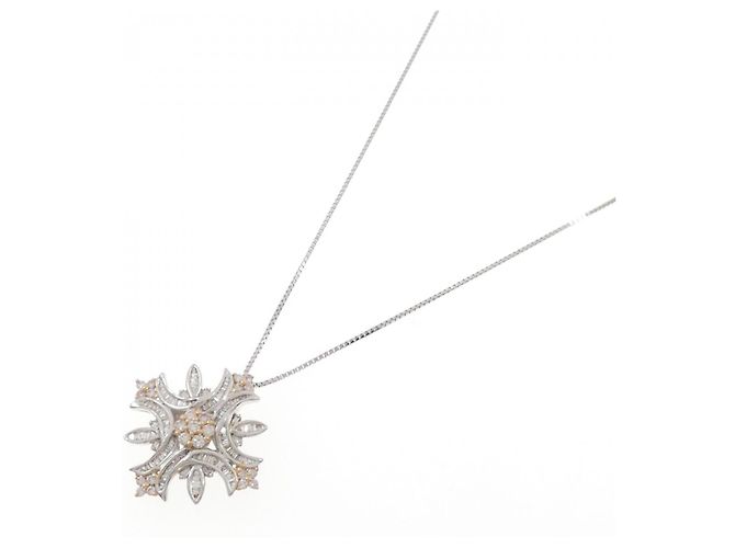 Autre Marque Collana in oro bianco e oro rosa Au750 con diamanti D'oro - vista 2