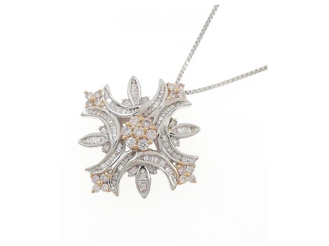 Autre Marque Collana in oro bianco e oro rosa Au750 con diamanti D'oro - vista 3
