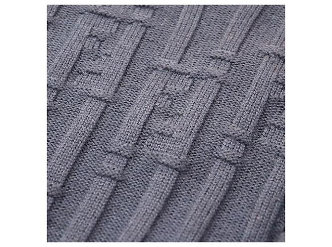 Fendi FF Logo Wollpullover Blau Marineblau - Ansicht 8