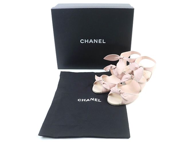 Sandálias de couro Chanel G35297 Rosa - vista 2