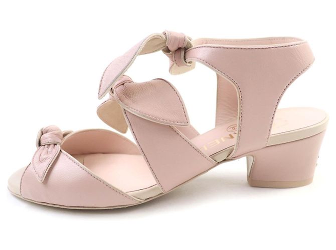 Sandálias de couro Chanel G35297 Rosa - vista 5