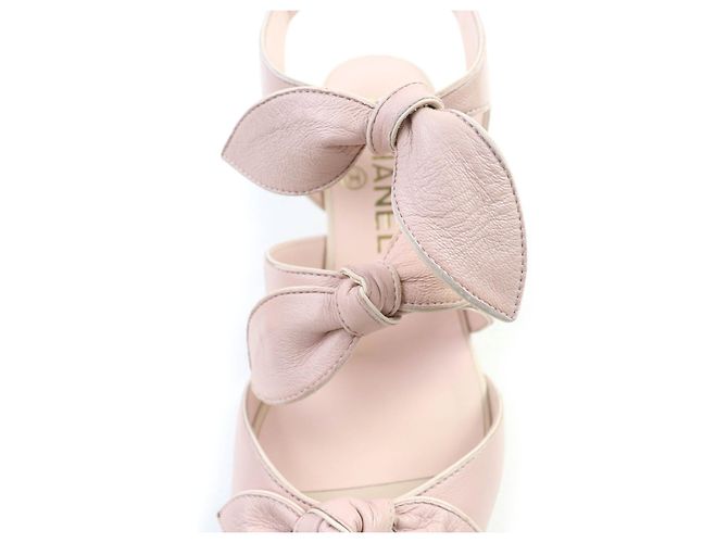 Sandálias de couro Chanel G35297 Rosa - vista 9