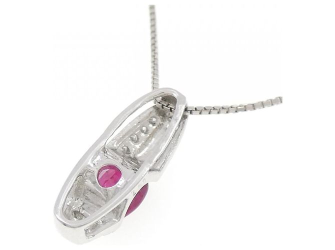 Autre Marque Collana in Platino con Rubino e Diamanti Rosso - vista 4