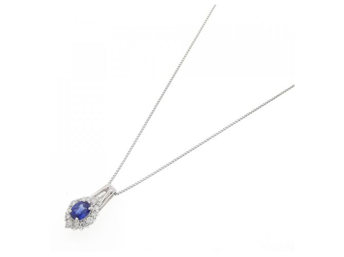 Autre Marque Collana in Zaffiro e Diamante Pt900/Pt850 Argento - vista 2