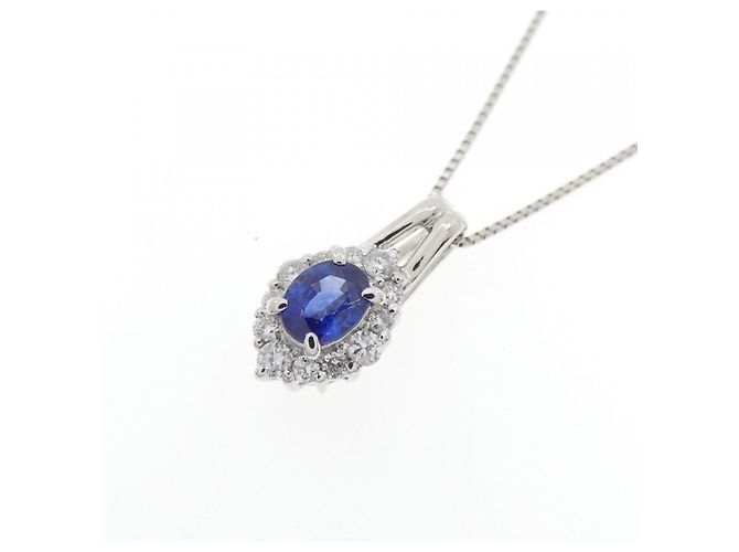 Autre Marque Collana in Zaffiro e Diamante Pt900/Pt850 Argento - vista 3