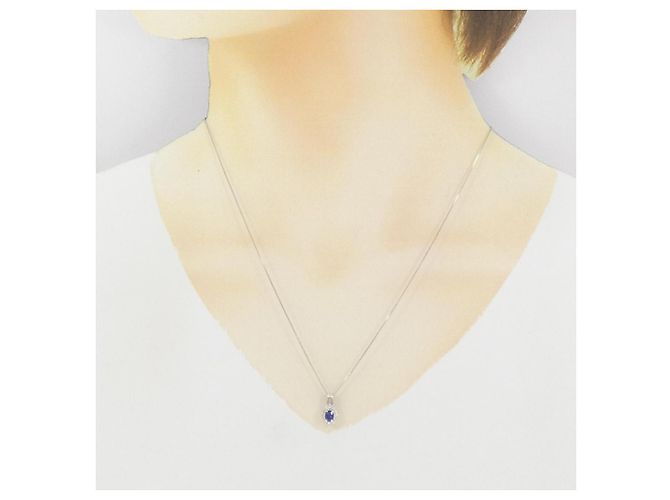 Autre Marque Collana in Zaffiro e Diamante Pt900/Pt850 Argento - vista 6