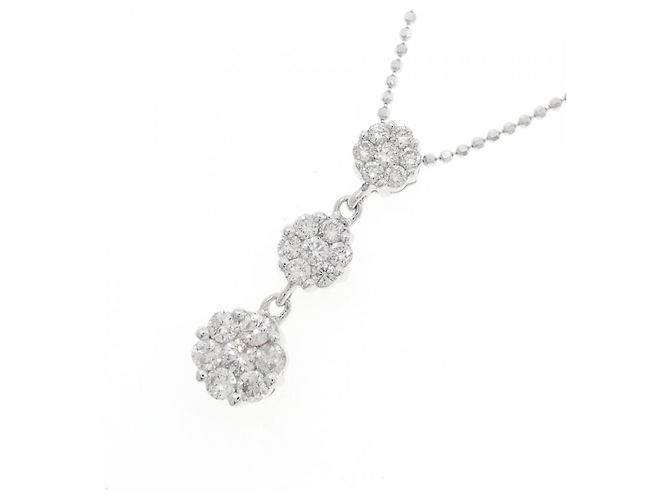 Autre Marque Collana in diamante in oro bianco Au750 a forma di fiore Argento - vista 3