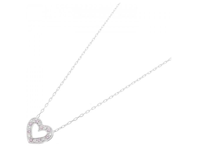 Autre Marque Collana in oro bianco Au750 con diamante rosa Argento - vista 2