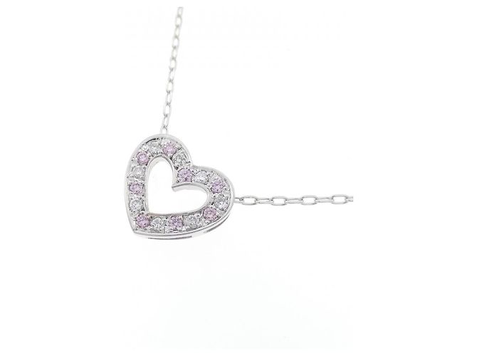 Autre Marque Collana in oro bianco Au750 con diamante rosa Argento - vista 3
