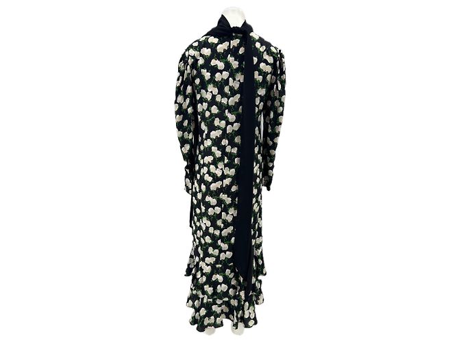 Autre Marque Abito lungo floreale con sciarpa integrata BROGGER Nero - vista 2