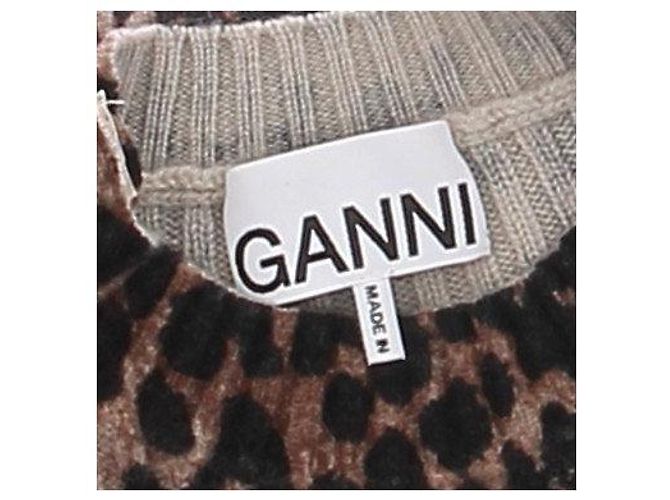 Ganni Ärmelloser Pullover mit Leopardenmuster aus Wolle Braun - Ansicht 5