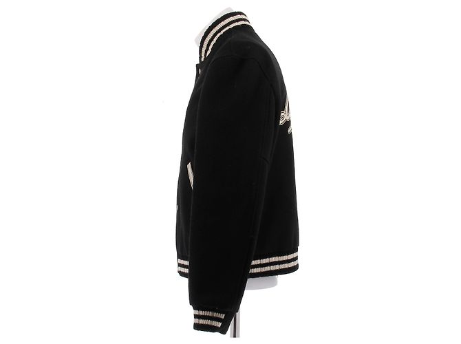 Saint Laurent Giacca varsity nera in lana Nero - vista 4