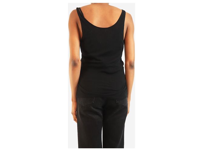 Saint Laurent Canotta nera trasparente a coste - taglia XS Nero - vista 2