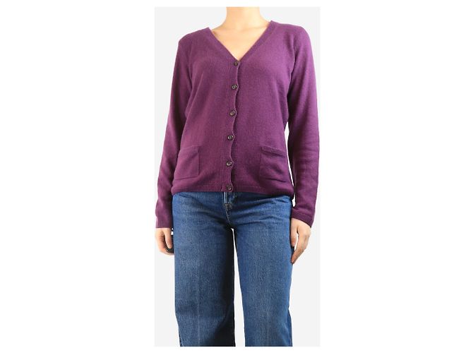 Loro Piana Lila Kaschmir-Cardigan mit Taschen - Größe UK 14 - Ansicht 3