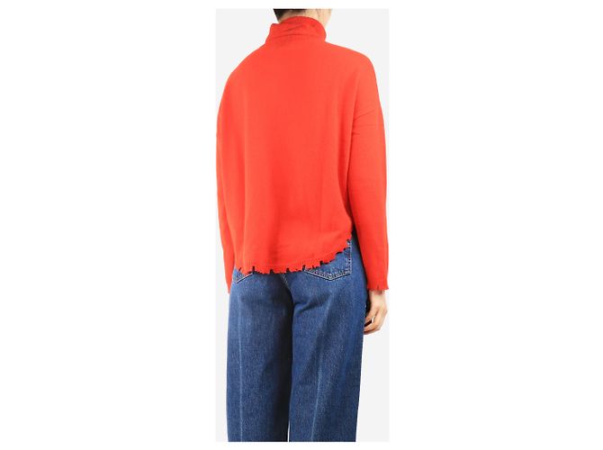 Autre Marque Pull en cachemire rouge à col roulé - taille M - vue 2