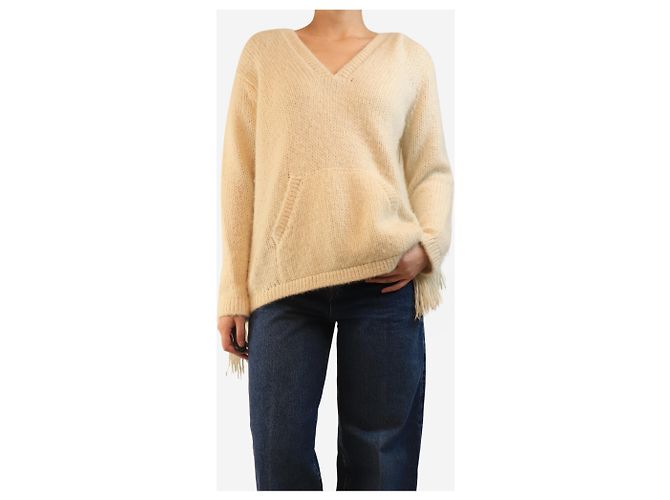 Gabriela Hearst Sudadera de cachemira crema con flecos - talla S Crudo - vista 3