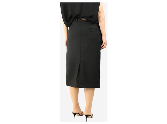 Stella Mc Cartney Falda midi de cuero sintético negro con estampado de cocodrilo - talla UK 10 - vista 3