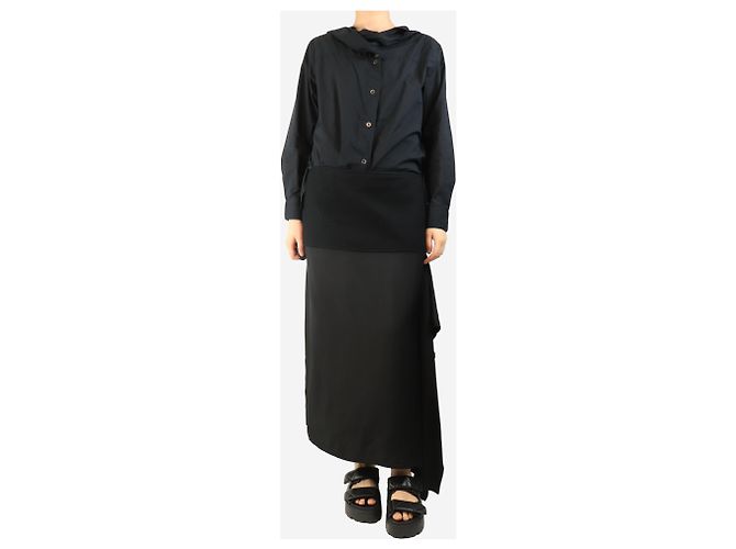 Jil Sander Saia midi assimétrica preta - tamanho UK 14 Preto - vista 2