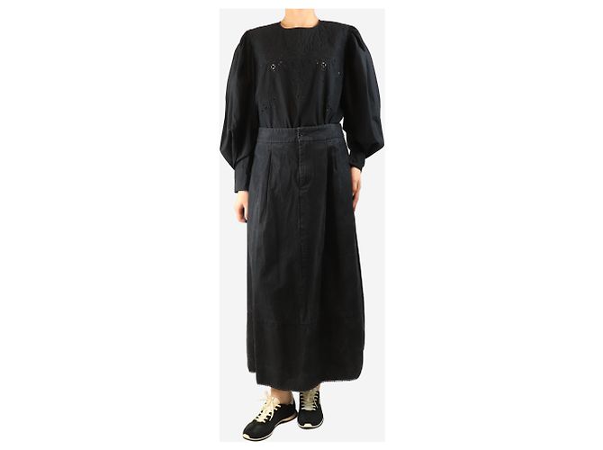 Autre Marque Falda midi negra lavada - talla L Negro - vista 2