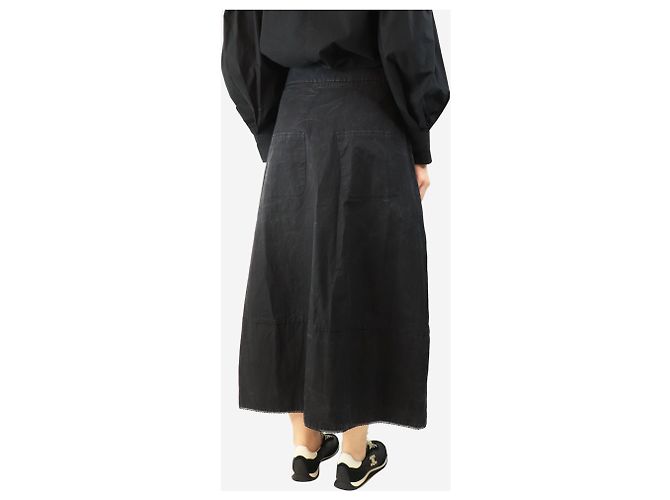 Autre Marque Falda midi negra lavada - talla L Negro - vista 3