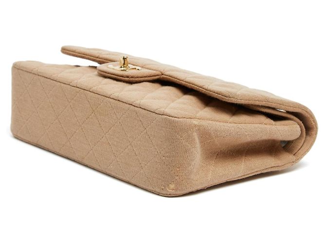 Chanel 2002 Borsa a Spalla Timeless Classica Double Flap in Pelle Jersey Beige - vista 6