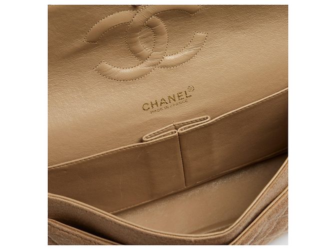 Chanel 2002 Borsa a Spalla Timeless Classica Double Flap in Pelle Jersey Beige - vista 7