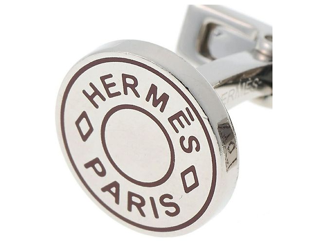 Abotoaduras Hermès Licor 2 Sellier Prata Bordeaux - vista 2